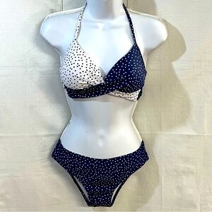 Blue and white polkadot bikini unbranded size small